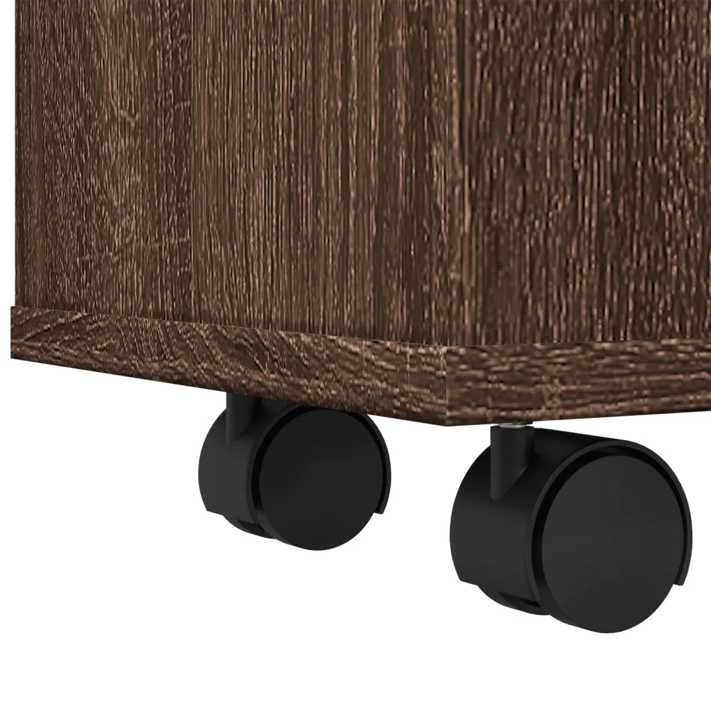 vidaXL Mobile da Bagno Stretto con Ruote Rovere Marrone in Truciolato