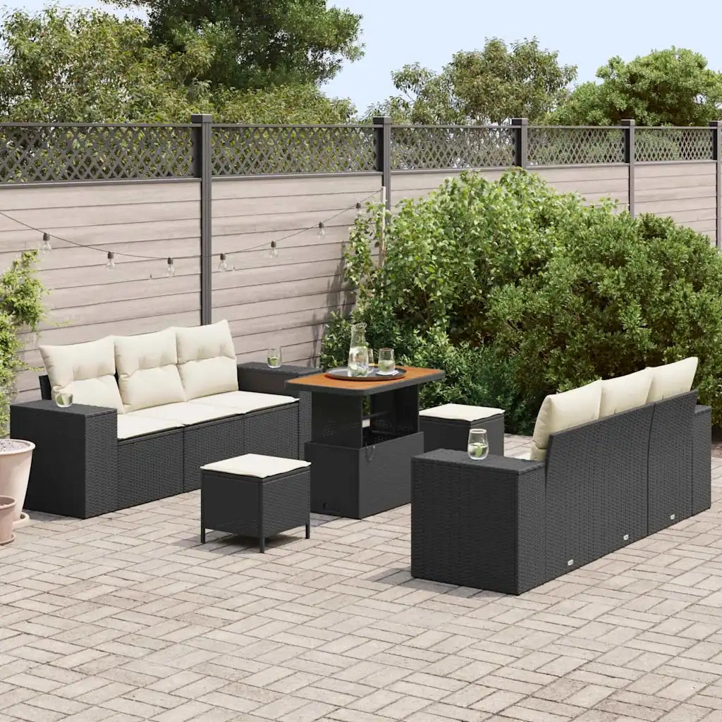 Set Divano da Giardino con archiviazione 9 pcs Nero Poly Rattan 3361960