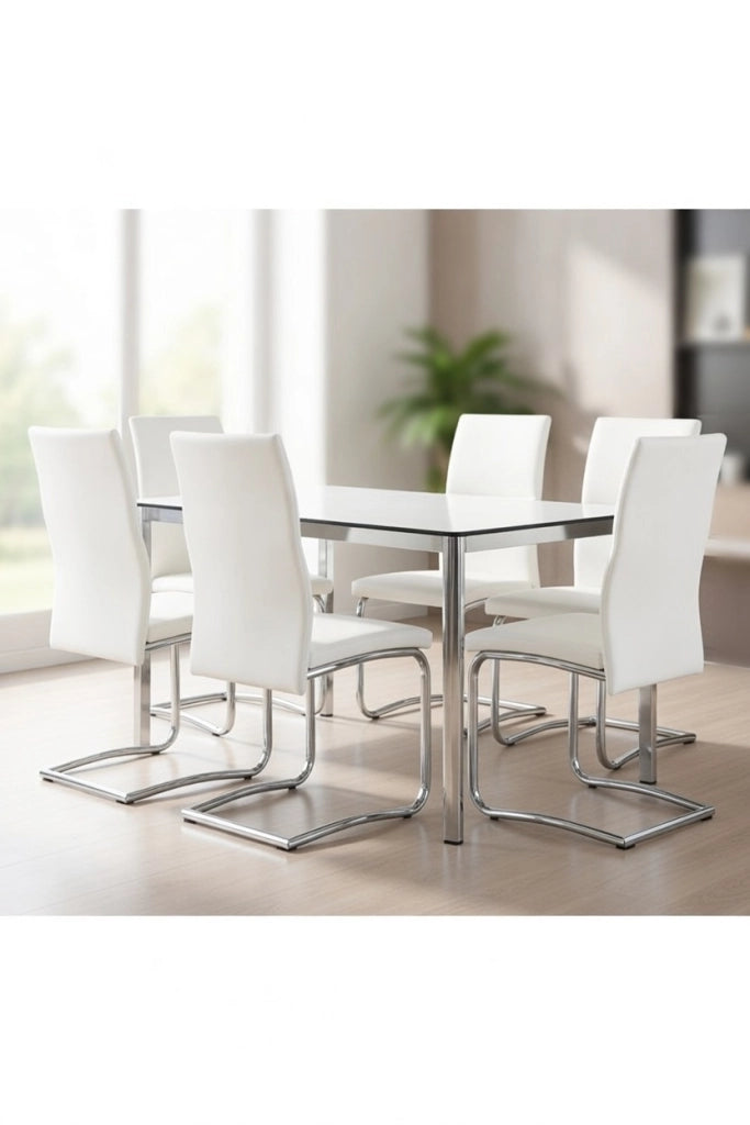 Set 4 Sedie Imbottite 44x58x104 cm Thelma in Ecopelle Bianco