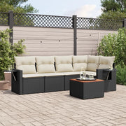 Set Divano da Giardino 6 pz con Cuscini Nero in Polyrattan 3224551