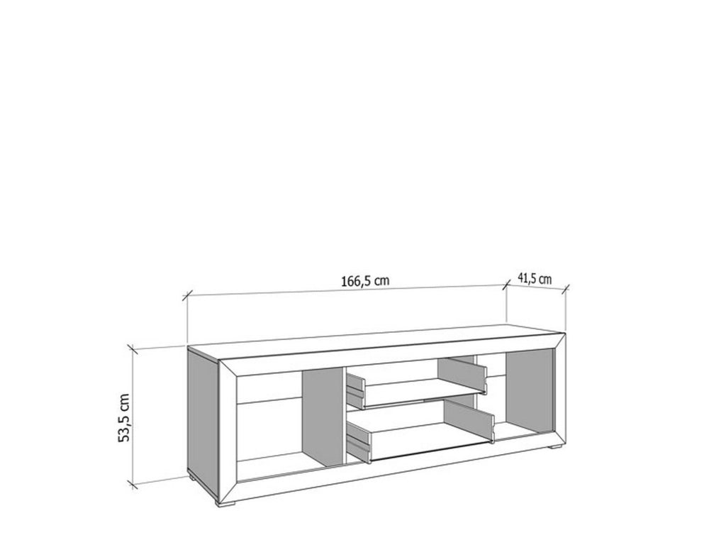 Nalles, Mobile Porta tv 2 Cassetti, 166.5x41.5x53.5h cm Bianco Crema