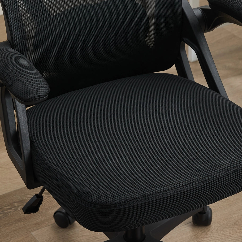 Chaise de bureau ergonomica in rete con supporto lombare regolabile poggiatesta e braccioli pieghevoli nero