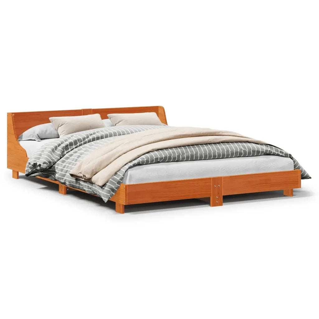 Letto senza Materasso Marrone Cera 150x200 cm in Legno di Pino 850727