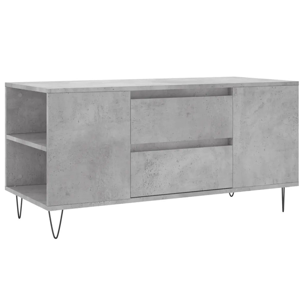 Tavolino Salotto-Tavolino da soggiorno-Tavolo Grigio Cemento 102x44,5x50cm Legno Multistrato 655212