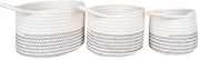 Set a tre contenitori di stoccaggio in cotone - Ø13x11 cm, Ø17x13 cm, Ø20x14 cm