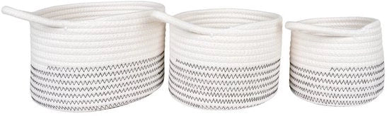 Set a tre contenitori di stoccaggio in cotone - Ø13x11 cm, Ø17x13 cm, Ø20x14 cm