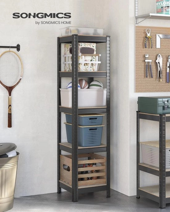 Libreria con 5 Scomparti – Mobile per Cucina e Salotto – Design a Nastri di Legno – Massimo Carico 400 kg