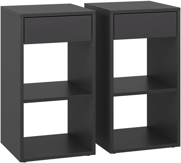 Comodino Dany, Antracite, Set di 2