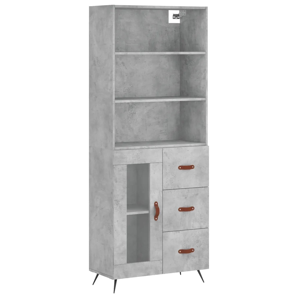 Credenza | Madia | Buffet da pranzo | Armadio da pranzo Grigio Cemento 69,5x34x180 cm in Legno Multistrato
