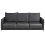 Divano 3 posti nero imbottito in tessuto con gambe in metallo stile moderno minimalista