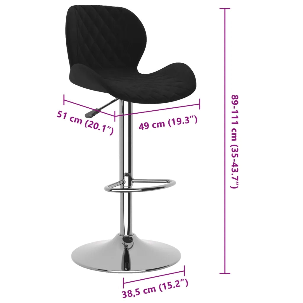 Sgabelli da Bar 2 pz Neri in Velluto cod mxl 57322