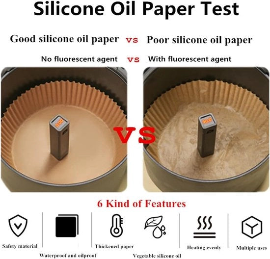 Pannelli di cottura per airfryer, contenitori rotondi con rivestimento antiaderente, impermeabili e resistenti all'olio, 16 cm, 100 pezzi