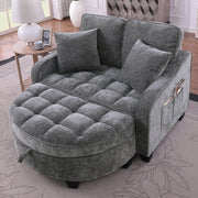 Divano Letto Convertibile con contenitore tessuto traspirante in eucalipto grigio scuro 132 × 129 × 93 cm