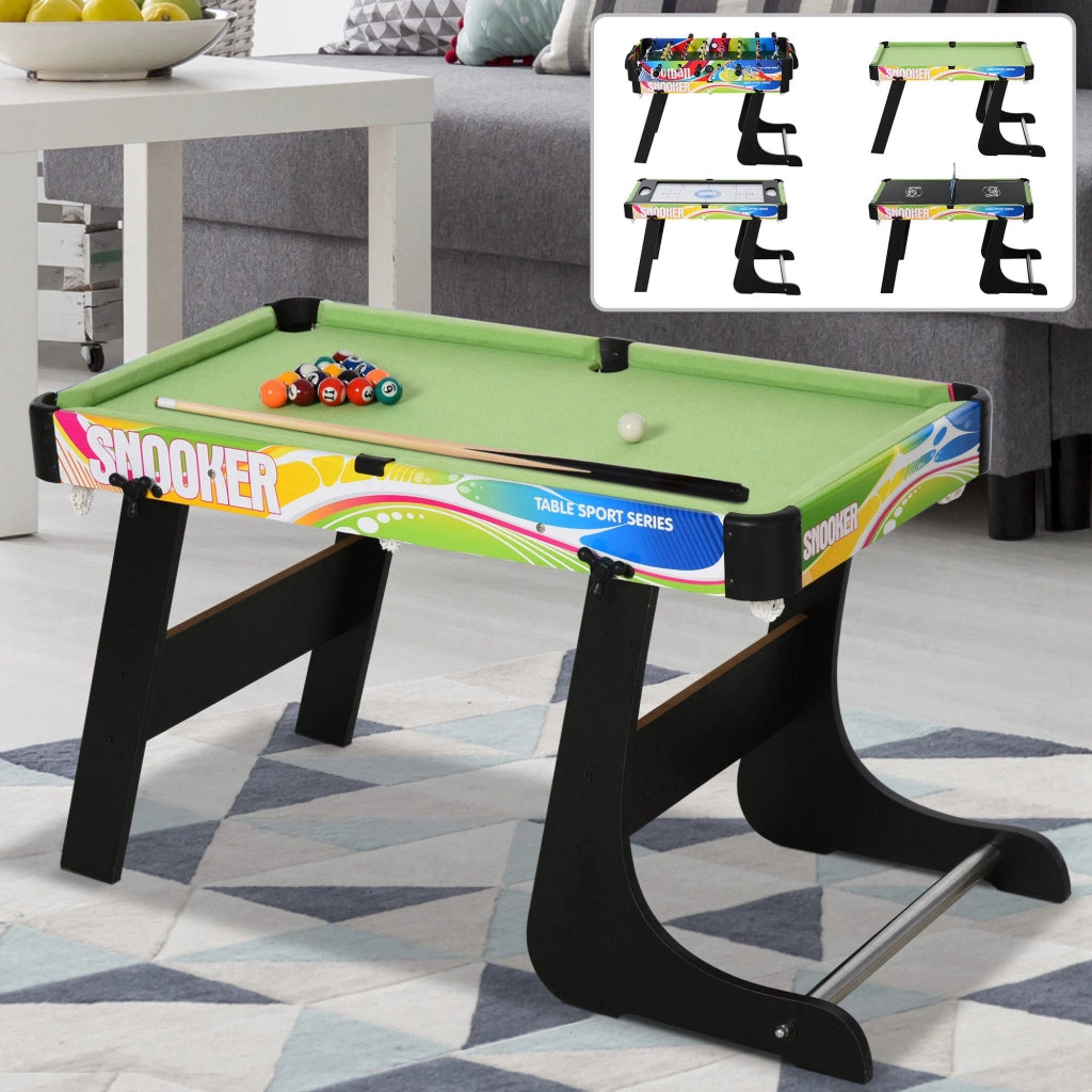 Tavolo da Gioco 4 in 1 Pieghevole per Calcio-Balilla. Biliardo. Air Hockey e Ping Pong. in MDF e Plastica