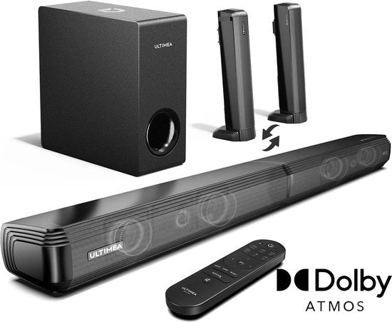 Sistema Hi-Fi 2-in-1 - 4.1 Canale - Barra Sonora per TV - Barra Sonora Removibile - Altoparlanti - Cavi Altoparlanti - Altoparlante - Stereo - BT 5.3 - 280W - 99dB - Nero