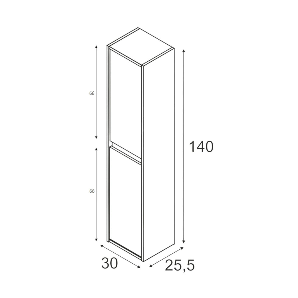 Colonna Bagno Aladin, Mobile a colonna per bagno a 2 ante, Armadio pensile sospeso, Mobiletto multiuso moderno, cm 30x26h140, Quercia
