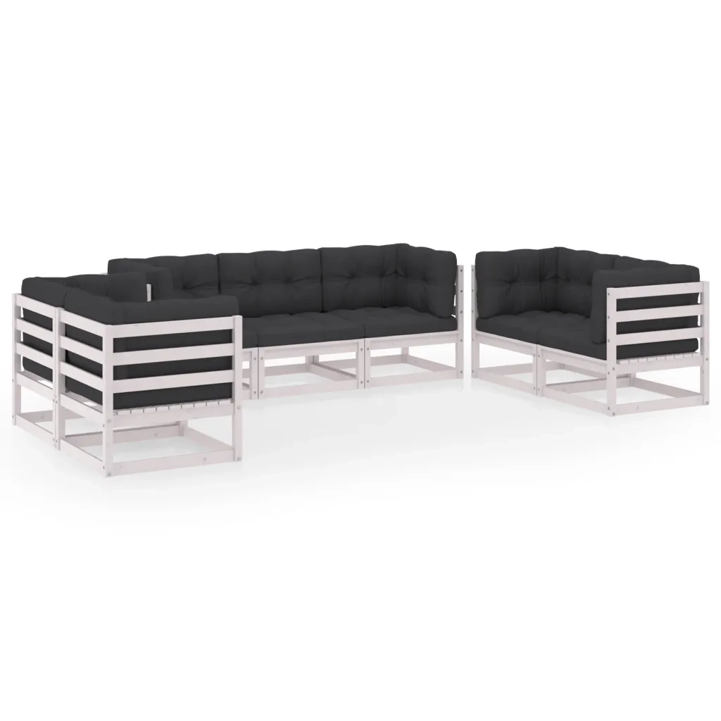 Set Divani da Giardino 7 pz con Cuscini Legno Massello di Pino cod mxl 50989