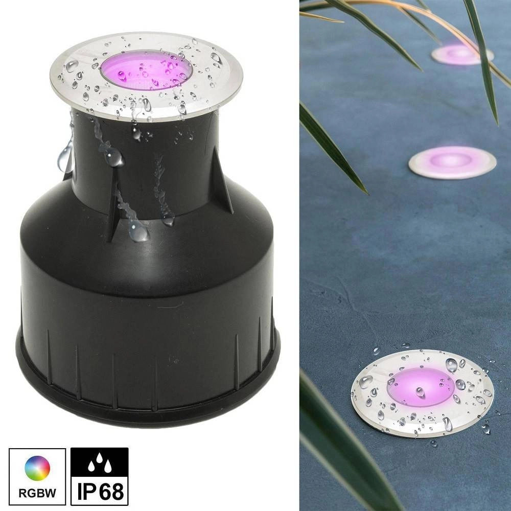 Trade Shop - Faretto Led 24v Rgbw Calpestabile Segnapassi Incasso Ip68 4 W Rgb 4000k Dmx Luci -