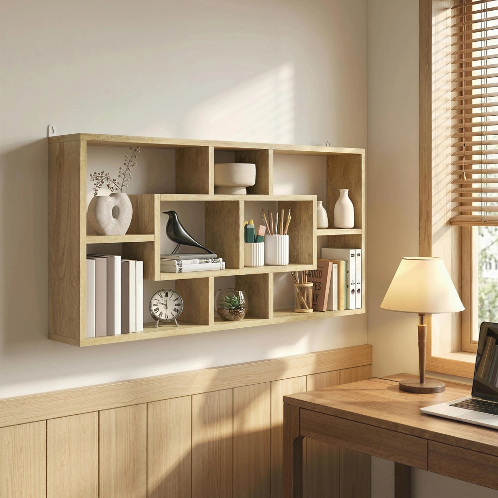 Libreria a Parete 8 Cubi ¨C zephmum ¨C 85x14.5x47.5 cm Rovere