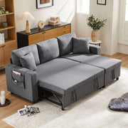 DIVANO LETTO Angolare reversibile 219,5x142,5x83 cm Lino Grigio Scuro con 2 cuscini