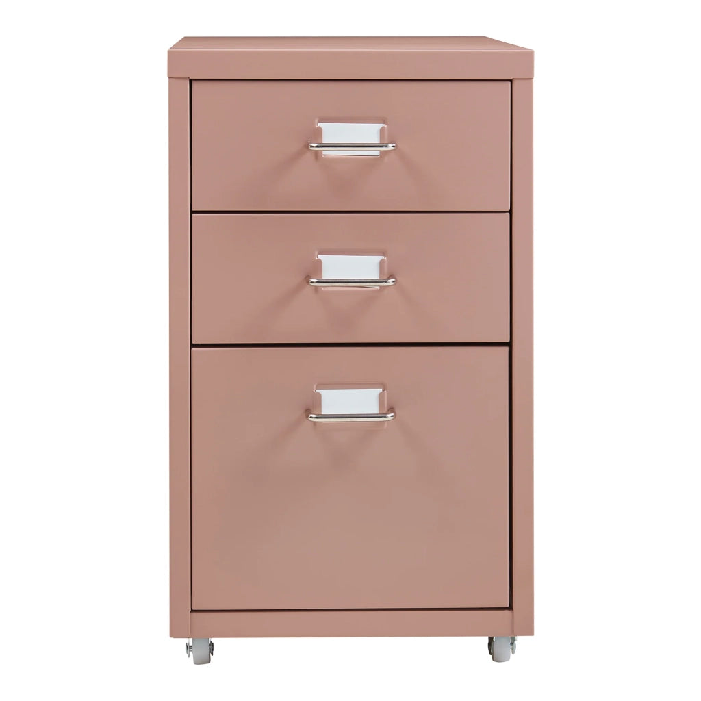 Mobiletto per ufficio mobile contenitore su ruote acciaio 48 x 28 x 41 cm marrone chiaro 03_0009120
