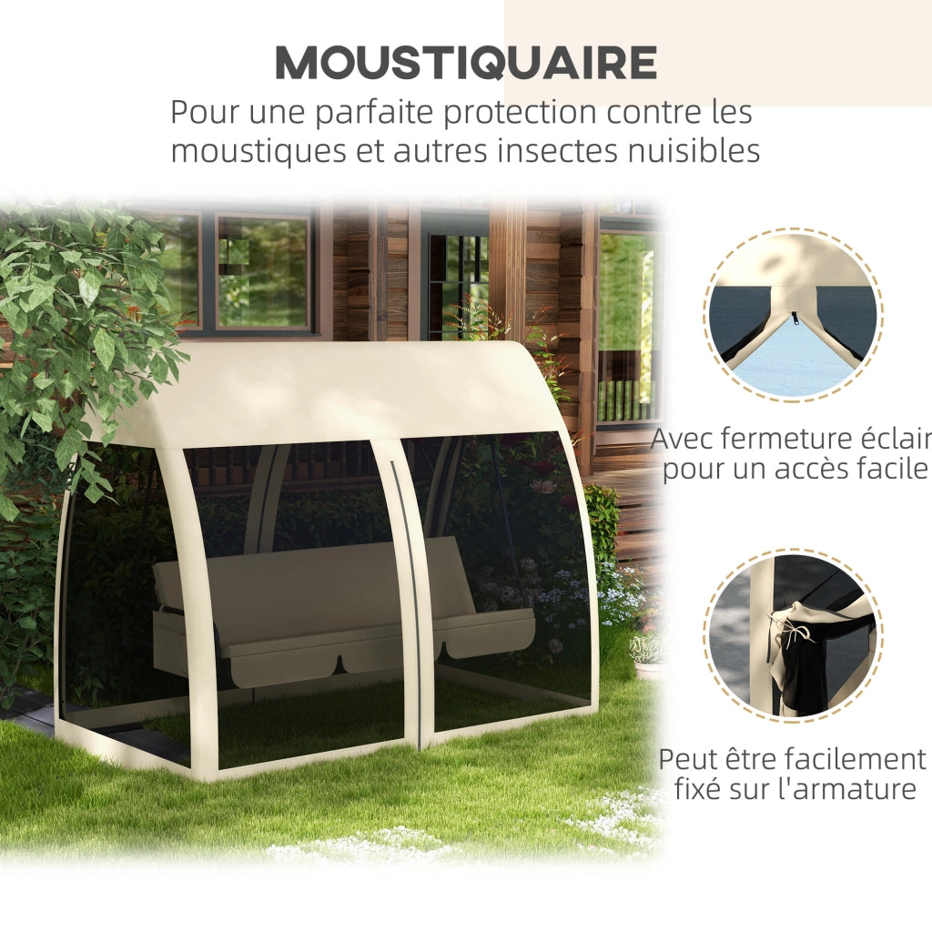 Balancelle da giardino 3 posti con cuscini ¨C zephmum ¨C beige 240x140x197 cm