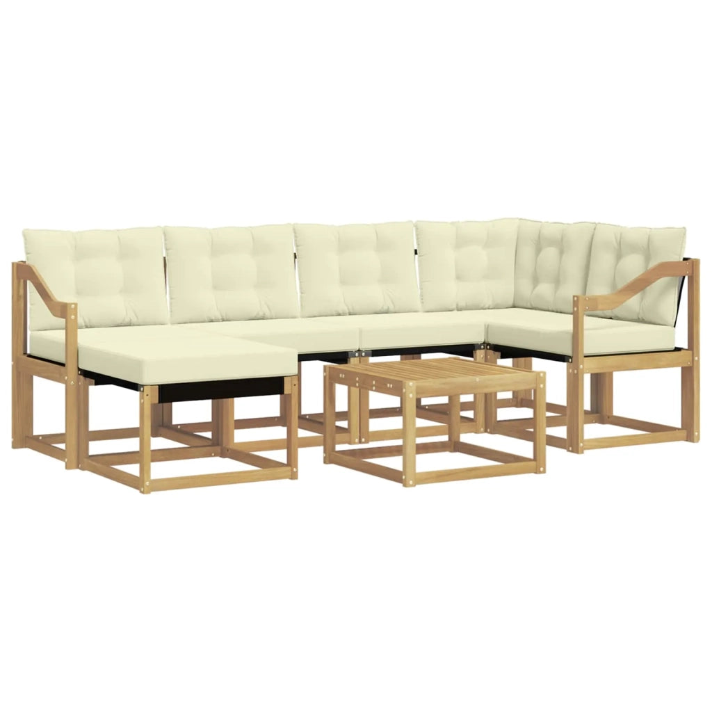 Set di divani da esterno con cuscino 7 pcs Bianco e Crema