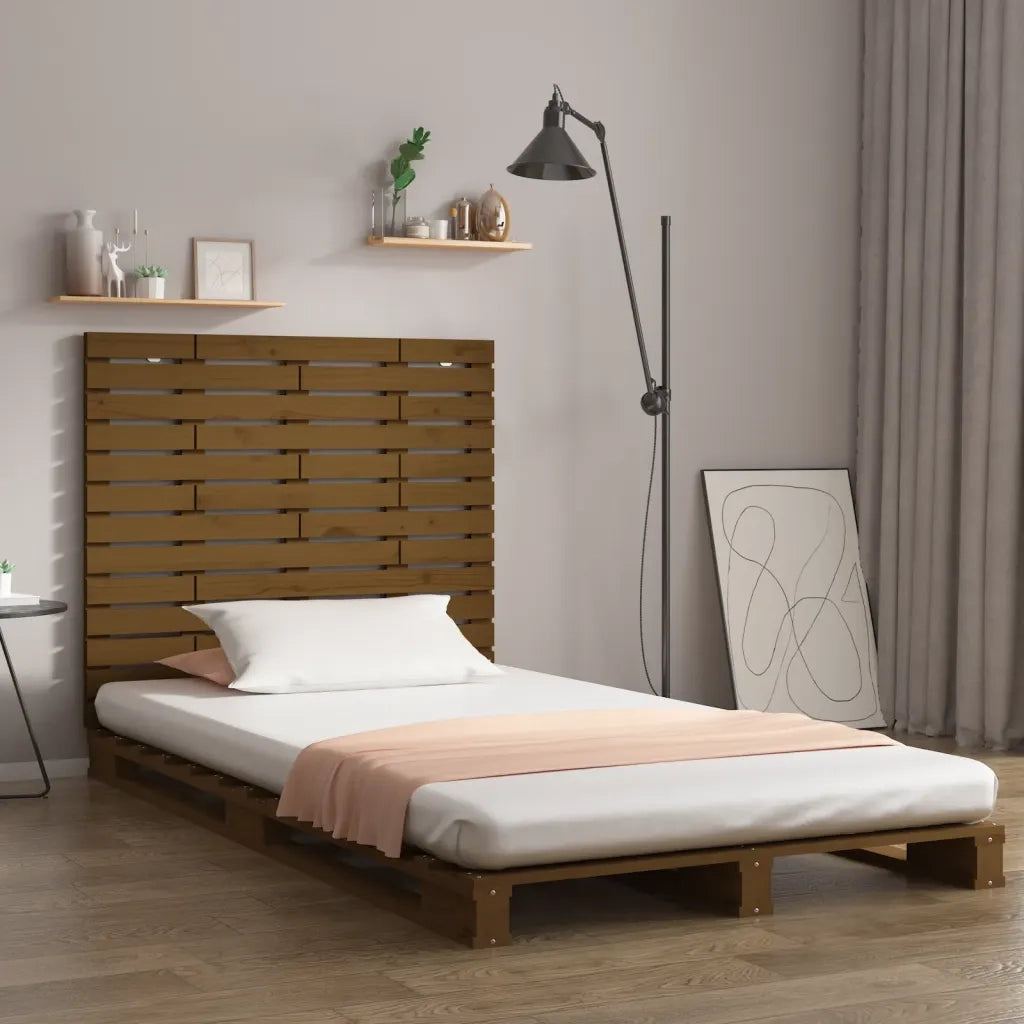 Testiera da Parete-Testiera a Muro-Testata Decorativa Ambra 146x3x91,5cm in Legno Massello di Pino
