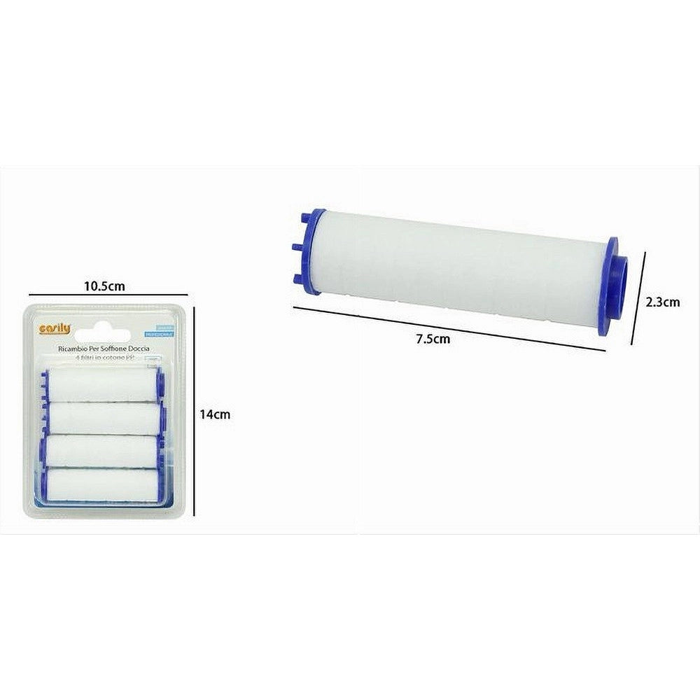 Trade Shop - Set 4pz Filtro In Cotone Pp Ricambio Per Doccetta Soffione Doccia Rimovibili 59998 -