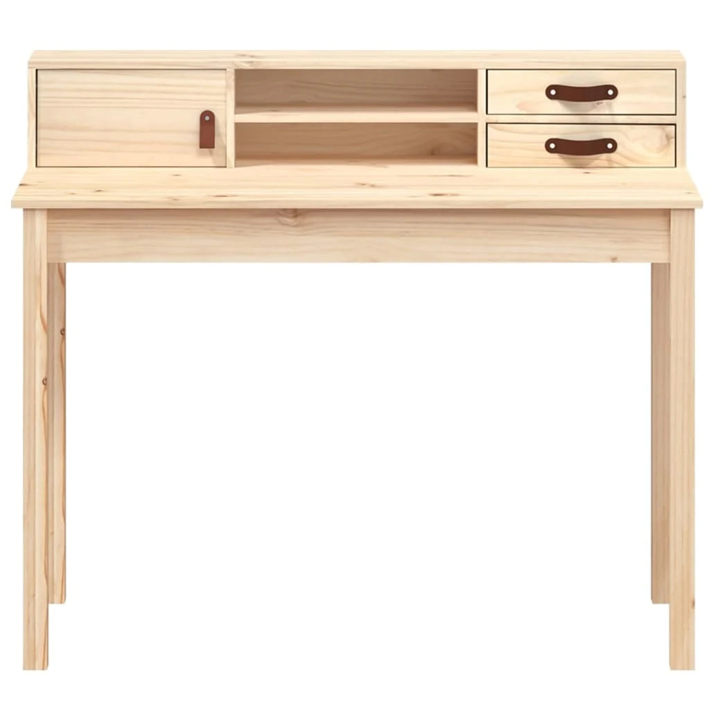 Scrivania tavolo postazione di lavoro mobile per computer studio 110 x 50 x 93 cm legno massello di pino marrone 02_0023370