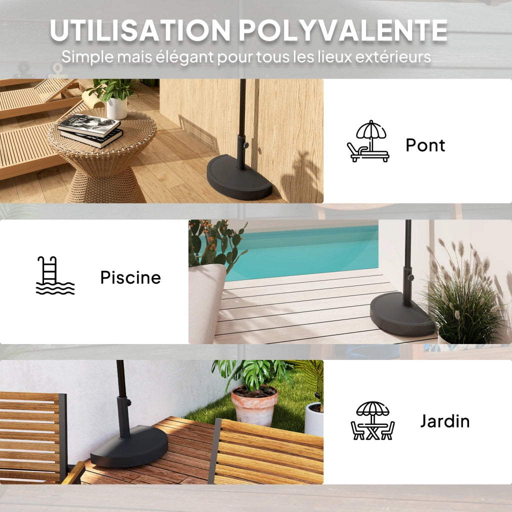 Base per Parasole 9 kg in Resina per Mastro 32, 38, 48 mm ¨C Zephmum ¨C Nero 49x31x33 cm