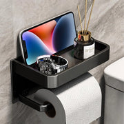 Supporto per carta igienica senza perforazione con supporto per carta igienica a muro - supporto per carta igienica in acciaio inossidabile supporto per carta igienica nero per cucina e bagno