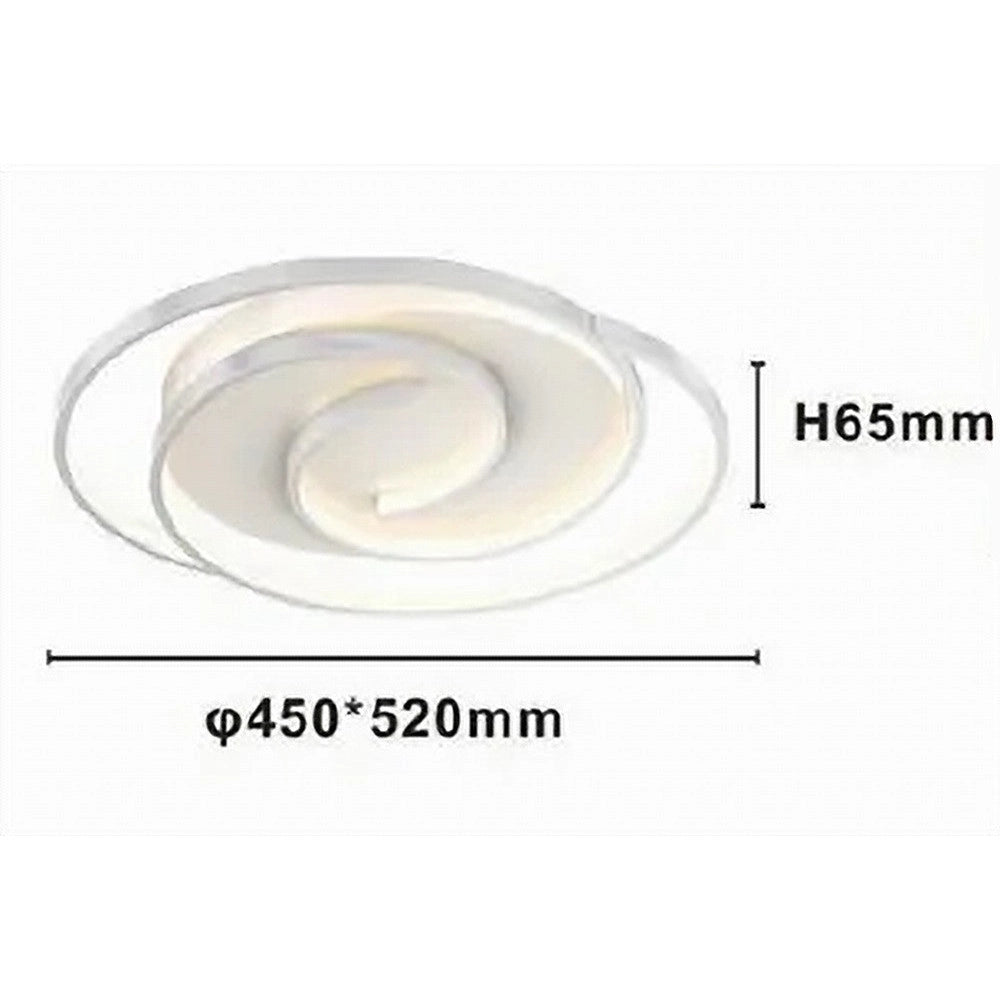Trade Shop - Plafoniera Led 45w Cerchio Spirale Vortice Bianco Lampadario Soffitto Luce 4000k 70593 -