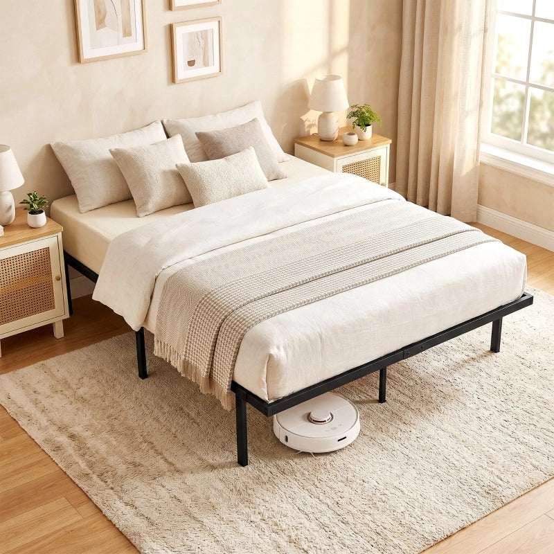 LETTO 140x200 cm in metallo nero con spazio contenitore sotto il letto