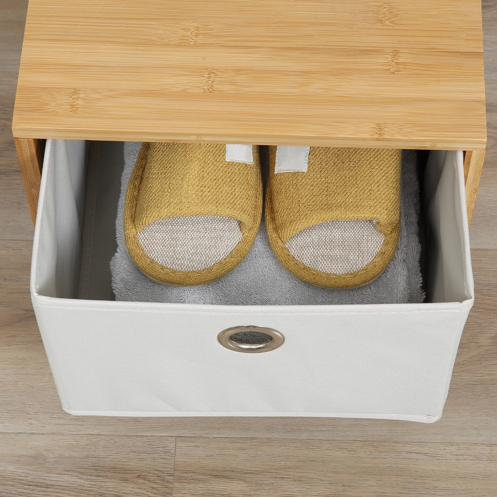 Appendiabiti con Banco e Cassetto ¨C Zephmum ¨C Legno Bamb¨´ Naturale 35x35x177 cm