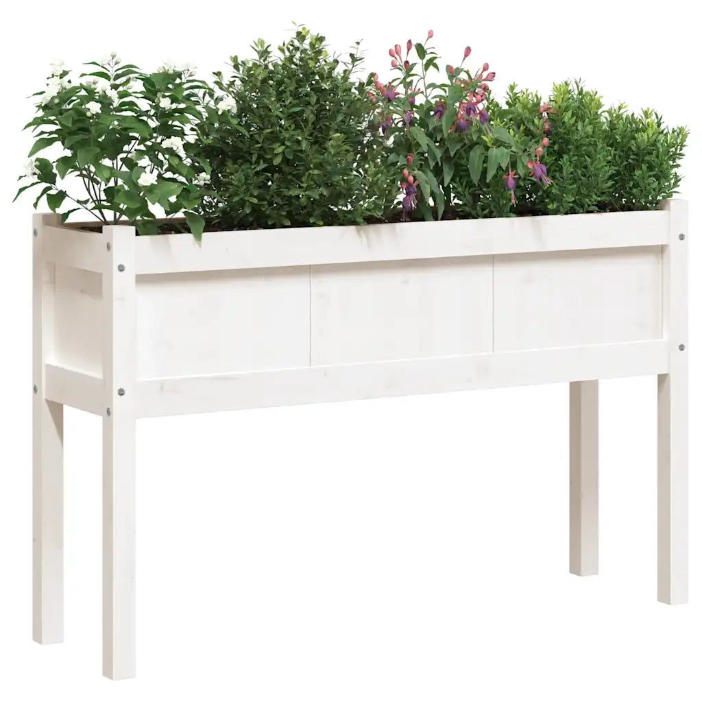 Fioriere da Giardino 2 pz con Gambe Bianche Legno Massello Pino 837567