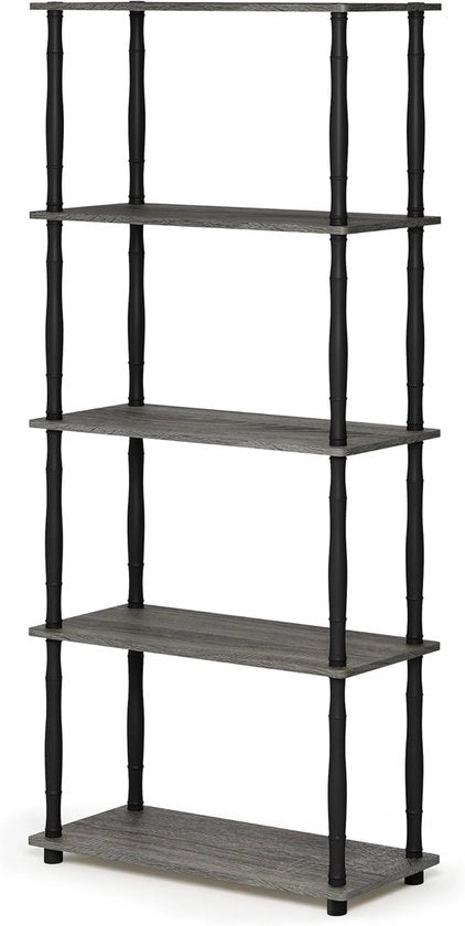 Rack multifunzionale a 5 livelli - spazievenditore - grigio/nero - legno