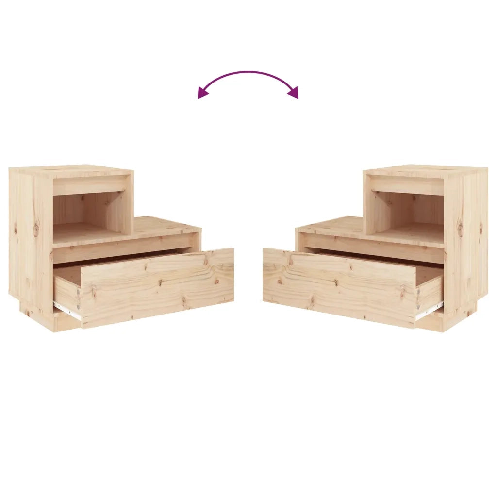 Comodini 2 pz-Set di 2 Tavolino da notte 60x34x51 cm in Legno Massello di Pino