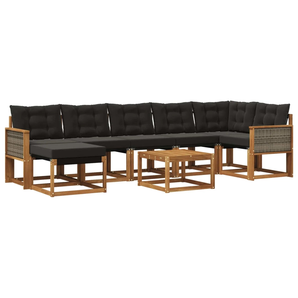 Set di divani da esterno 8 pz Naturale e Nero 3382108