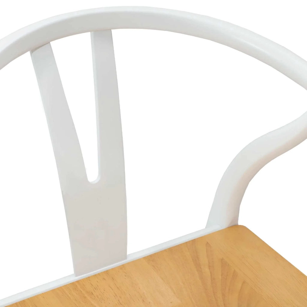 Sedia da pranzo 2 pcs Bianco e Naturale Legno di gomma solido