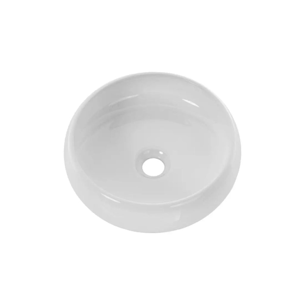 Lavabo da appoggio rotondo 36 cm bianco lucido con piletta clic clac bianca