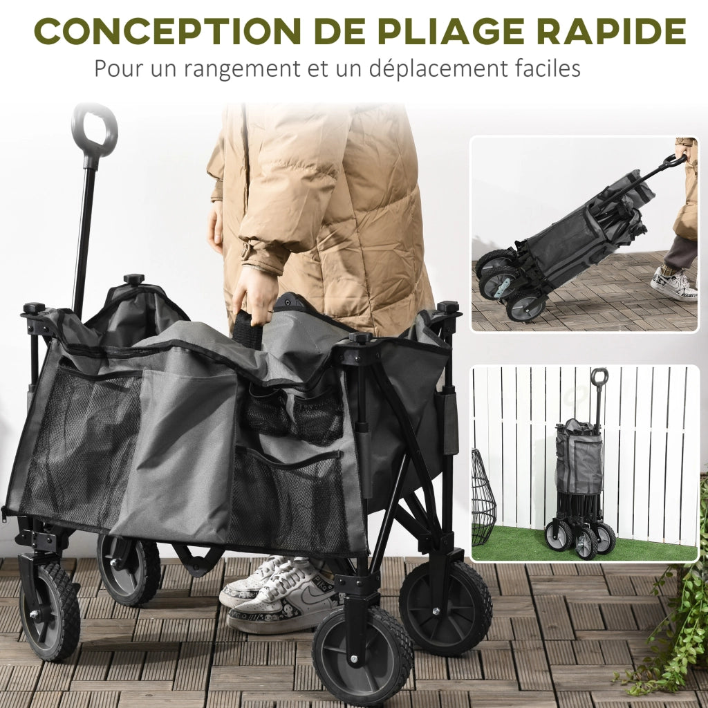 Carrello da giardino pieghevole ¨C zephmum ¨C grigio scuro 108x55x93 cm