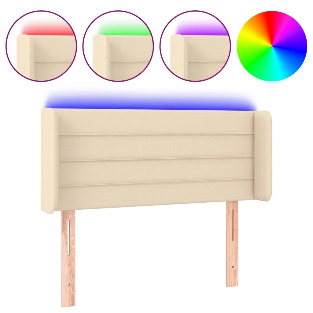 Testiera a LED-Testata con LED Crema 93x16x78/88 cm in Tessuto 150402