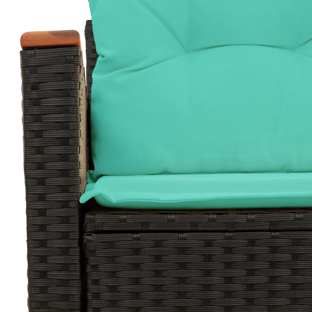 Divano da giardino con cuscini 2 Posti-Sofa da Giardino-Divano da esterno nero in polyrattan 287201