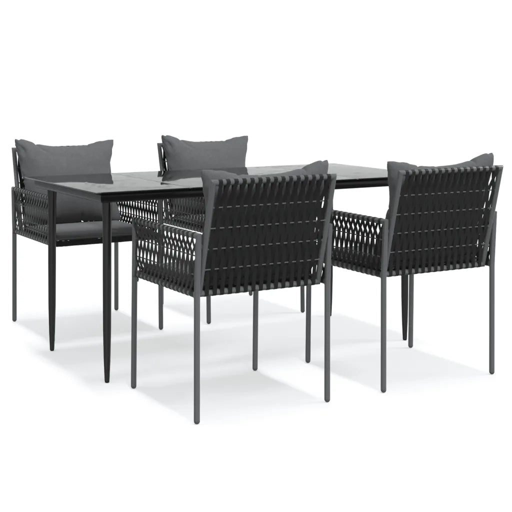 Set Pranzo da Giardino 5pz con Cuscini in Polyrattan e Acciaiocod mxl 76639