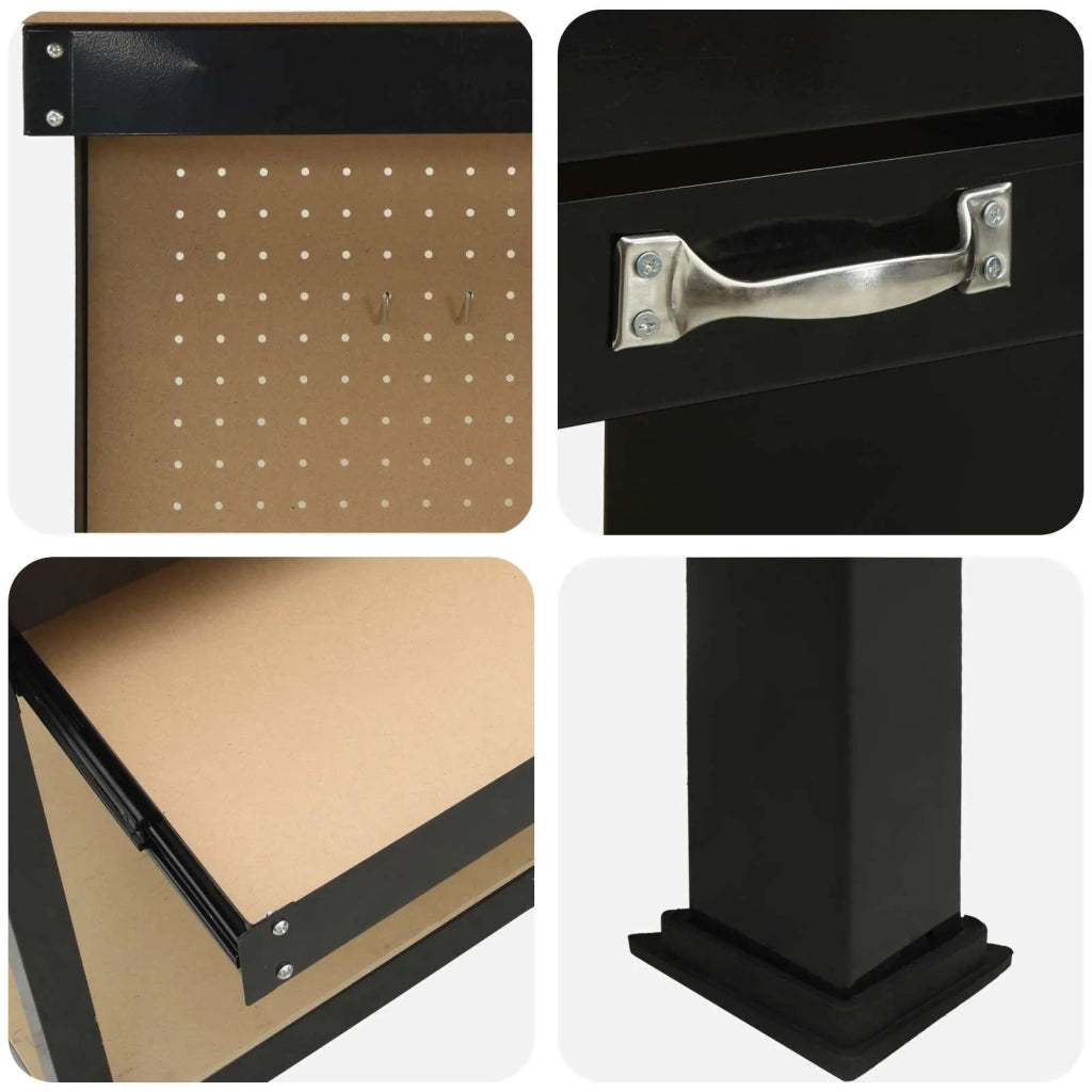 Banco da lavoro con cassetto Nero 81 x 41 x 145 cm 42020129