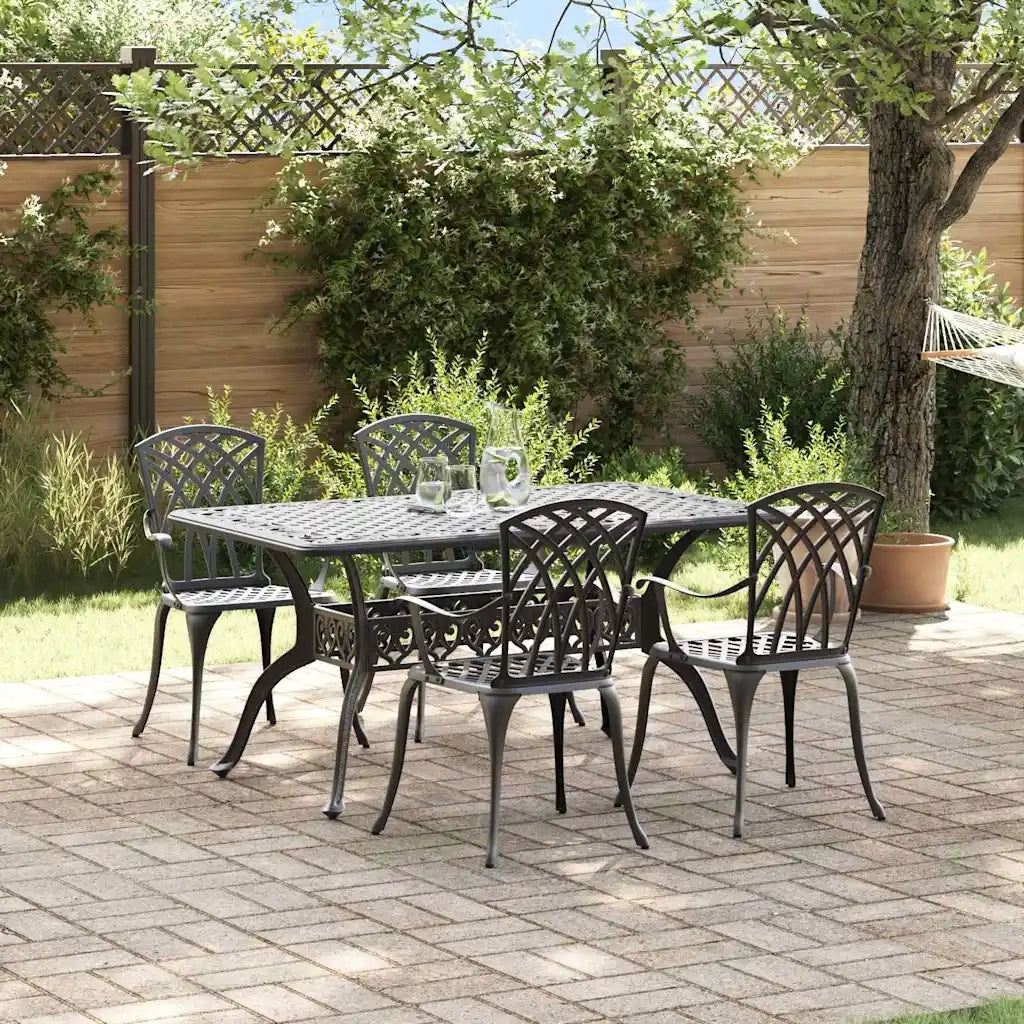 Set da Pranzo per Giardino 5 pcs Nero Alluminio 3334677