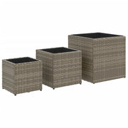 Fioriera rialzata da giardino in 3 pezzi per piante fiori e uso esterno su patii e terrazze realizzata in resina intrecciata grigia (02_0038885)