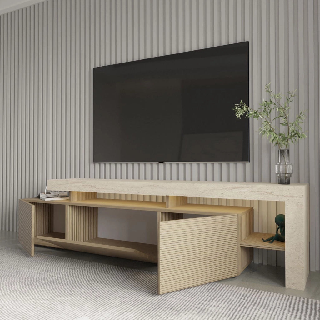 Porta TV in legno "Beliz" - 192 x 37 x 53 cm - Beige