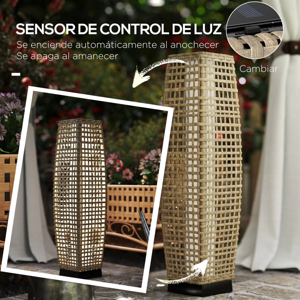 Lampada Solare da Giardino in Rattan Sintetico ¨C zephmum ¨C Naturale 21x21x78 cm